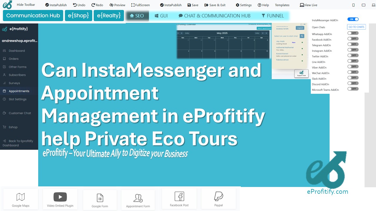 Can InstaMessenger and Appointment Management in eProfitify help Private Eco Tours